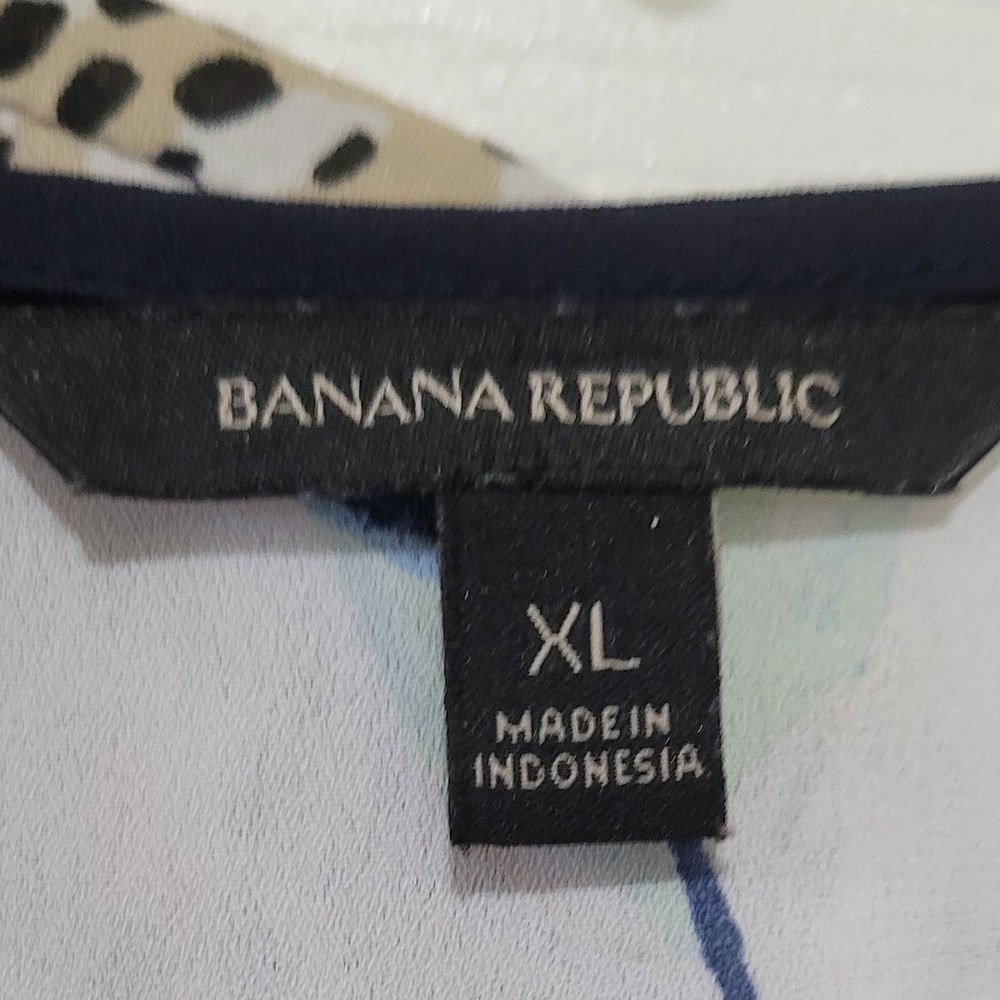 Banana Republic XL Blouse Lot f 2 Floral Tropical Animal Print Short Sleeve Tops - Picture 5 of 8